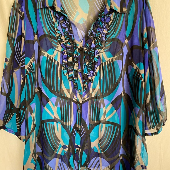 East 5th Woman NWOT Gorgeous sheer summer blouse size 3X Retail $35 - Picture 5 of 6